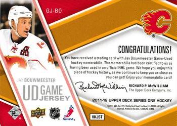 2011-12 Upper Deck - Game Jerseys #GJ-BO Jay Bouwmeester  Back