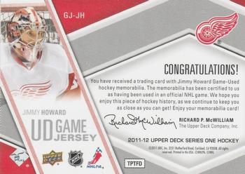2011-12 Upper Deck - Game Jerseys #GJ-JH Jimmy Howard  Back