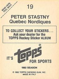 1982-83 Topps Stickers #19 Peter Stastny Back
