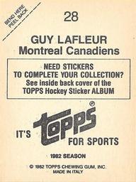 1982-83 Topps Stickers #28 Guy Lafleur Back