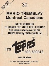 1982-83 Topps Stickers #30 Mario Tremblay Back