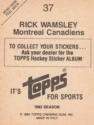 1982-83 Topps Stickers #37 Rick Wamsley Back