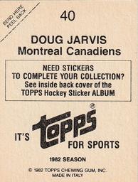 1982-83 Topps Stickers #40 Doug Jarvis Back