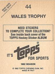 1982-83 Topps Stickers #44 Prince of Wales Trophy Back