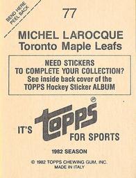 1982-83 Topps Stickers #77 Michel Larocque Back