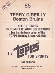 1982-83 Topps Stickers #85 Terry O'Reilly Back