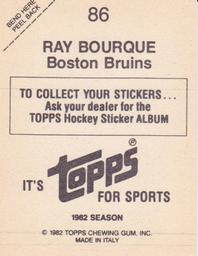 1982-83 Topps Stickers #86 Ray Bourque Back