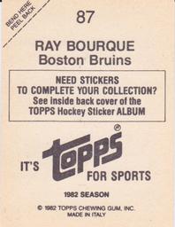 1982-83 Topps Stickers #87 Ray Bourque Back