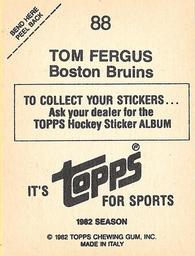 1982-83 Topps Stickers #88 Tom Fergus Back