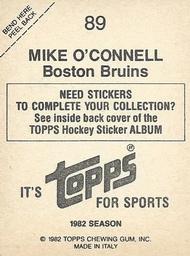 1982-83 Topps Stickers #89 Mike O'Connell Back