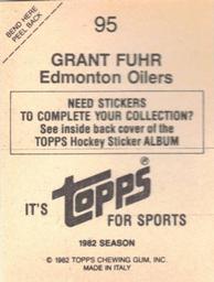 1982-83 Topps Stickers #95 Grant Fuhr Back