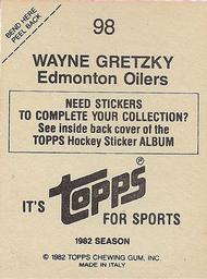 1982-83 Topps Stickers #98 Wayne Gretzky Back