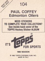 1982-83 Topps Stickers #104 Paul Coffey Back