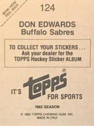 1982-83 Topps Stickers #124 Don Edwards Back