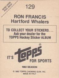 1982-83 Topps Stickers #129 Ron Francis Back