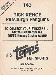 1982-83 Topps Stickers #143 Rick Kehoe Back