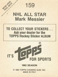 1982-83 Topps Stickers #159 Mark Messier Back
