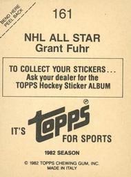 1982-83 Topps Stickers #161 Grant Fuhr Back