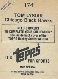 1982-83 Topps Stickers #174 Tom Lysiak Back
