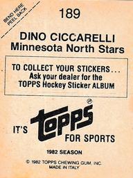 1982-83 Topps Stickers #189 Dino Ciccarelli Back