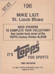 1982-83 Topps Stickers #196 Mike Liut Back