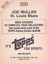 1982-83 Topps Stickers #200 Joe Mullen Back