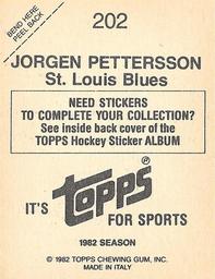 1982-83 Topps Stickers #202 Jorgen Pettersson Back