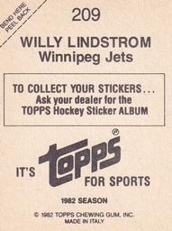 1982-83 Topps Stickers #209 Willy Lindstrom Back