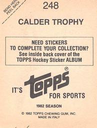 1982-83 Topps Stickers #248 Calder Memorial Trophy Back