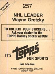 1982-83 Topps Stickers #257 Wayne Gretzky Back