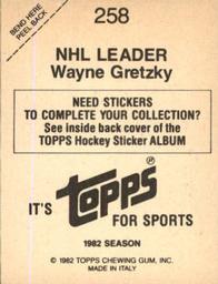 1982-83 Topps Stickers #258 Wayne Gretzky Back