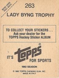 1982-83 Topps Stickers #263 Lady Byng Memorial Trophy Back