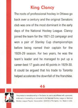 2011-12 In The Game Captain-C #46 King Clancy Back