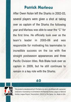 2011-12 In The Game Captain-C #60 Patrick Marleau Back