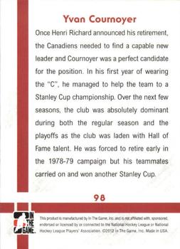 2011-12 In The Game Captain-C #98 Yvan Cournoyer Back