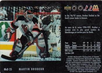 1997-98 Upper Deck Ice McDonald's #McD 25 Martin Brodeur Back
