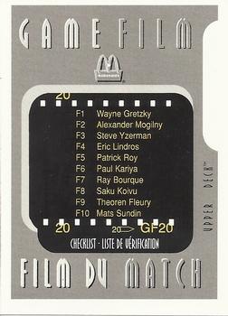 1997-98 Upper Deck Ice McDonald's - Game Film #NNO Checklist Front