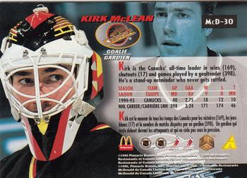 1995-96 Pinnacle McDonald's #McD-30 Kirk McLean Back