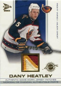 2002-03 Pacific Prism Platinum McDonald's - Jersey Patches Gold #1 Dany Heatley Front