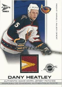 2002-03 Pacific Prism Platinum McDonald's - Jersey Patches Silver #1 Dany Heatley Front