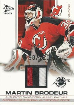 2002-03 Pacific Prism Platinum McDonald's - Jersey Patches Silver #9 Martin Brodeur Front