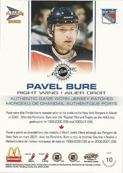 2002-03 Pacific Prism Platinum McDonald's - Jersey Patches Silver #10 Pavel Bure Back