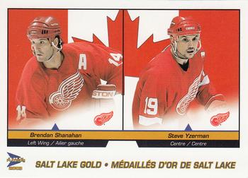 2002-03 Pacific Prism Platinum McDonald's - Salt Lake Gold #5 Brendan Shanahan / Steve Yzerman  Front