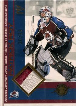 2001-02 Pacific Prism Gold McDonald's - Game-Worn Jersey Patches Gold Foil #3 Patrick Roy Front