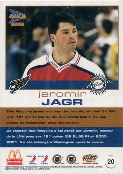 2001-02 Pacific Prism Gold McDonald's - Game-Worn Jersey Patches Gold Foil #20 Jaromir Jagr Back