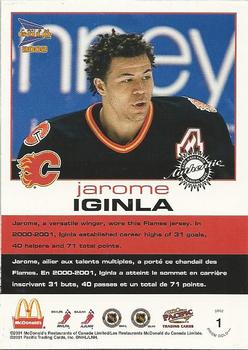 2001-02 Pacific Prism Gold McDonald's - Game-Worn Jersey Patches Silver Foil #1 Jarome Iginla Back