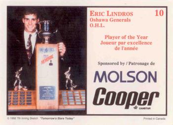 1991 7th Inning Sketch CHL Award Winners #10 Eric Lindros Back