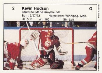 1991 7th Inning Sketch Memorial Cup (CHL) #2 Kevin Hodson Back