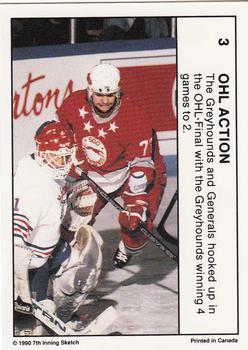 1991 7th Inning Sketch Memorial Cup (CHL) #3 OHL Action (Sault Ste. Marie vs. Oshawa) Back