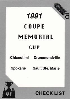 1991 7th Inning Sketch Memorial Cup (CHL) #33 Checklist 62-132 Front